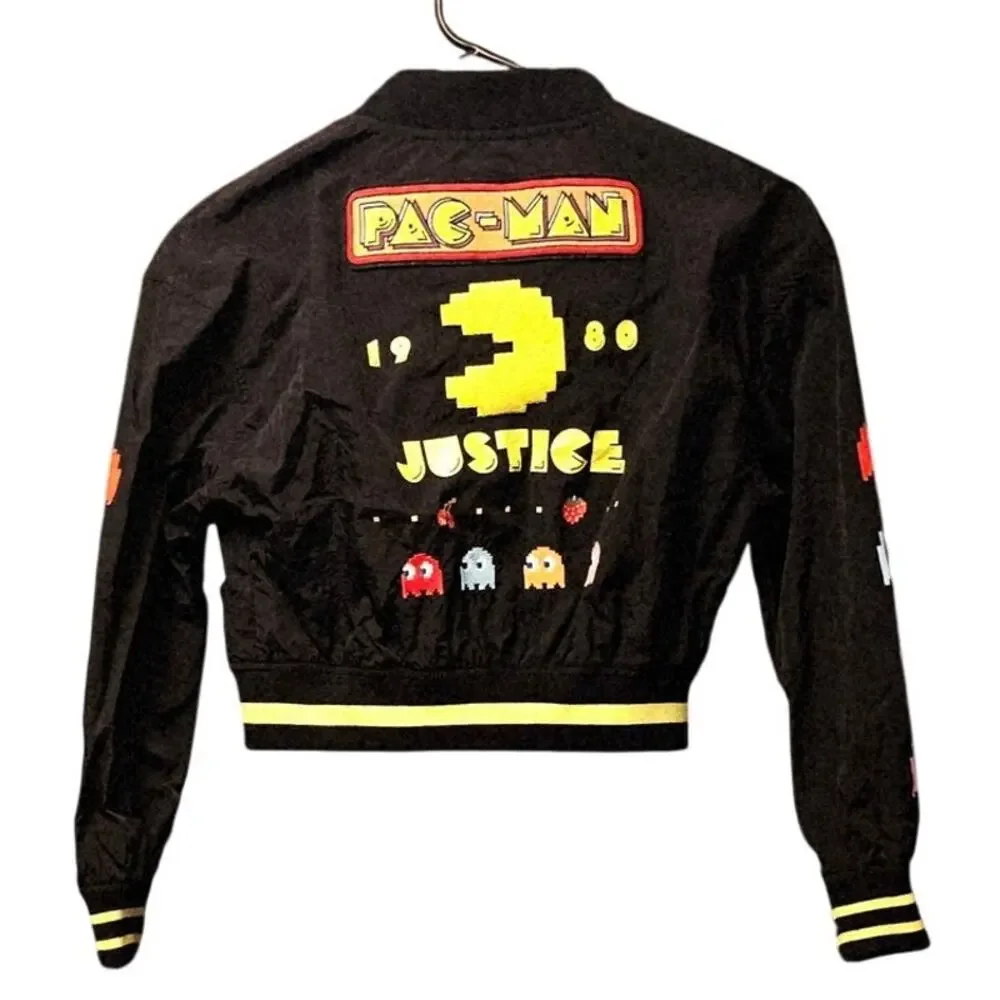 Justice Pac-man zip up bomber jacket size kids 7/8